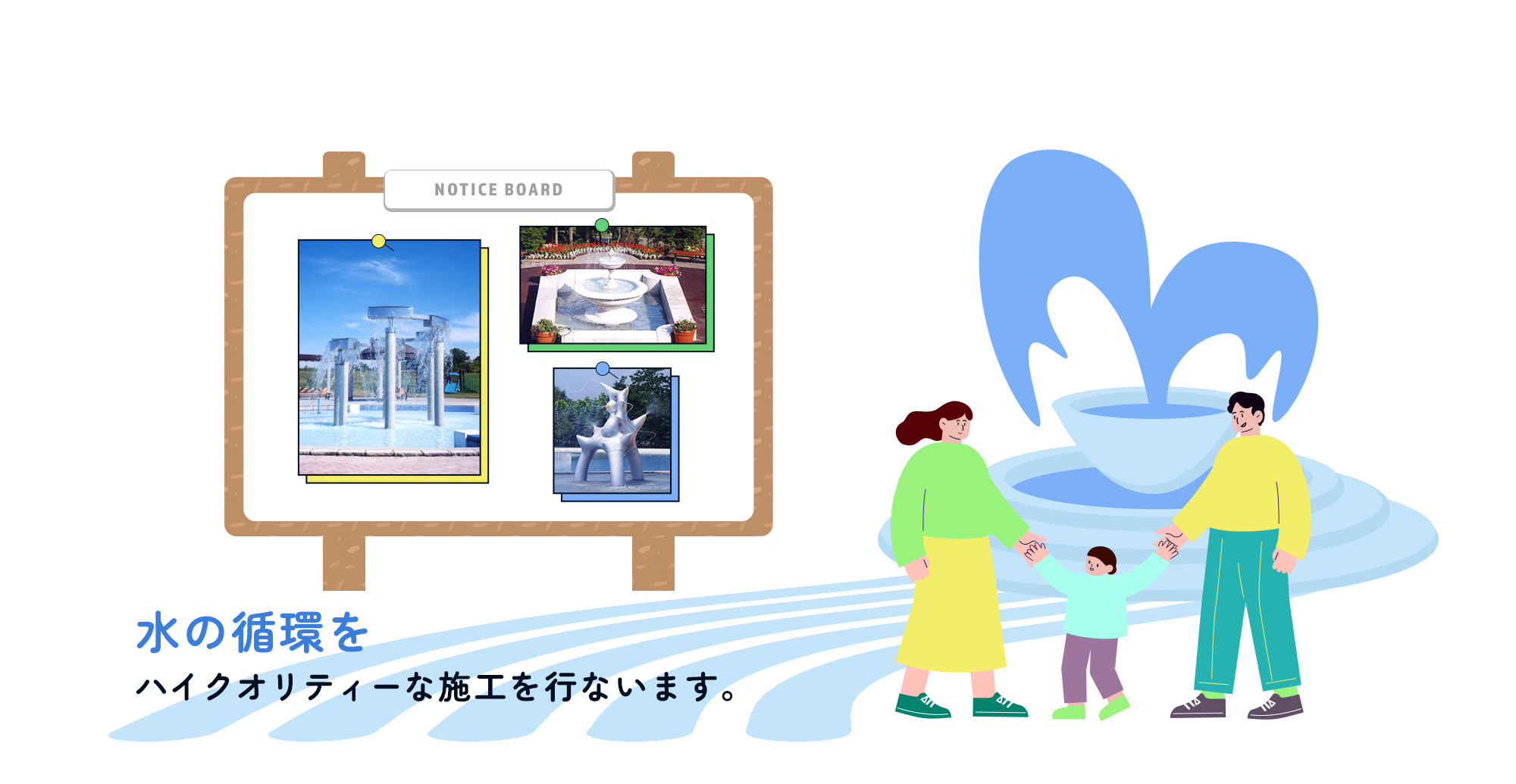 水の循環を　ハイクオリティーな施工を行ないます